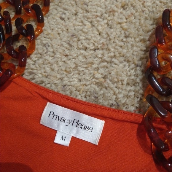 Privacy Please Women’s Ribbed Cutout Bodysuit Red Size M One Piece Chain Strap - Picture 5 of 10